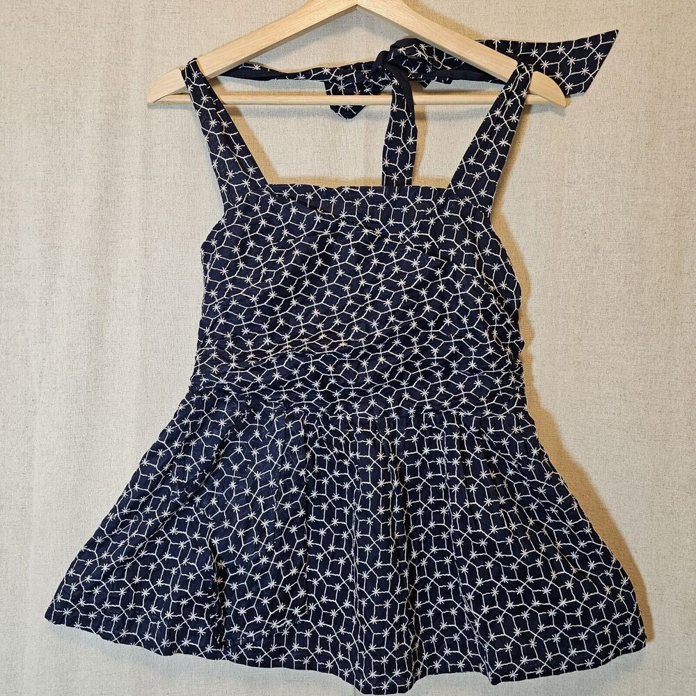 Anthropologie Maeve Star Trails Halter Top Peplum Blue Embroidered US 6 NWT